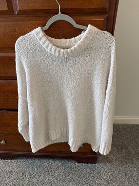 aerie Relaxed Crewneck Knit Sweater in Cream
